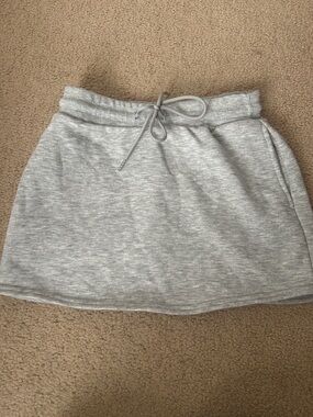 SHEIN Heather Gray Drawstring Mini Skirt